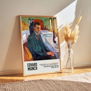Edvard Munch - Self-Portrait with Bottle of Wine 1906 - Edvard Munch Paintings Poster Artwork, Exhibition Poster Art Lover Gifts Idea