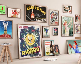 110 carteles vintage de bebidas alcohólicas de primera calidad - Descarga digital - Carteles publicitarios vintage para decoración de bares, el mejor regalo para él/ella