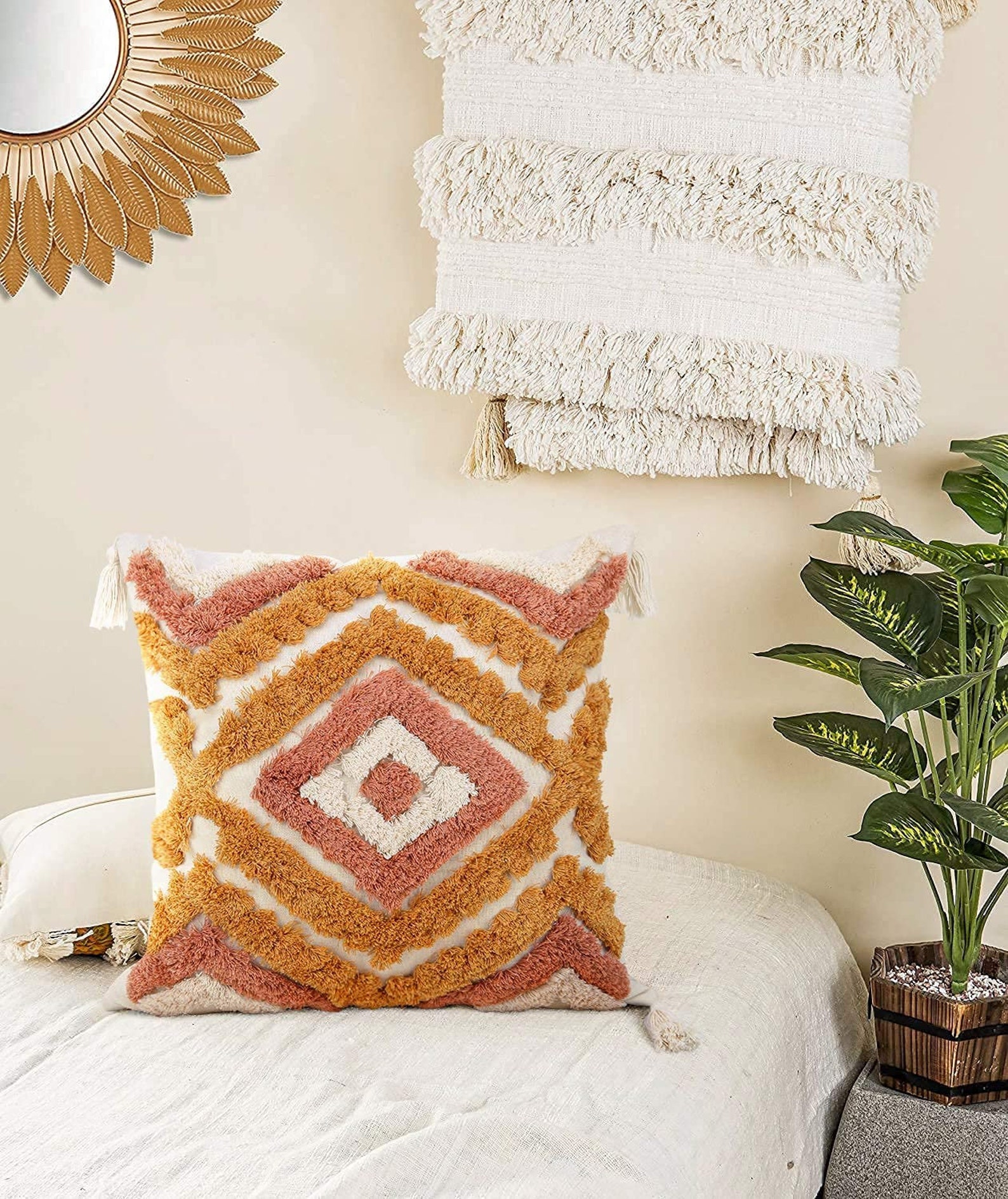 Boho Throw Pillow Covers 18x18 with Tassels Decorative Pillow Etsy