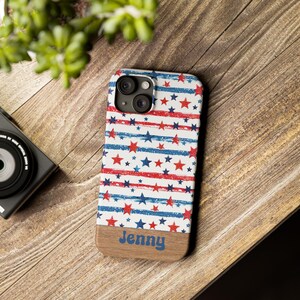 Patriotic Custom Star Phone Case, Slim Case for 4th of July, Gift for Patriot, Festive Red White and Blue Design