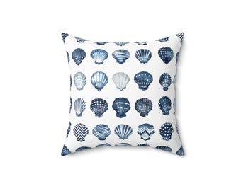 Nautical Seashell Pillow - Coastal Decor, Beach House Cushion, Ocean Theme Home Décor, Living Room Accents, Summer Vibes