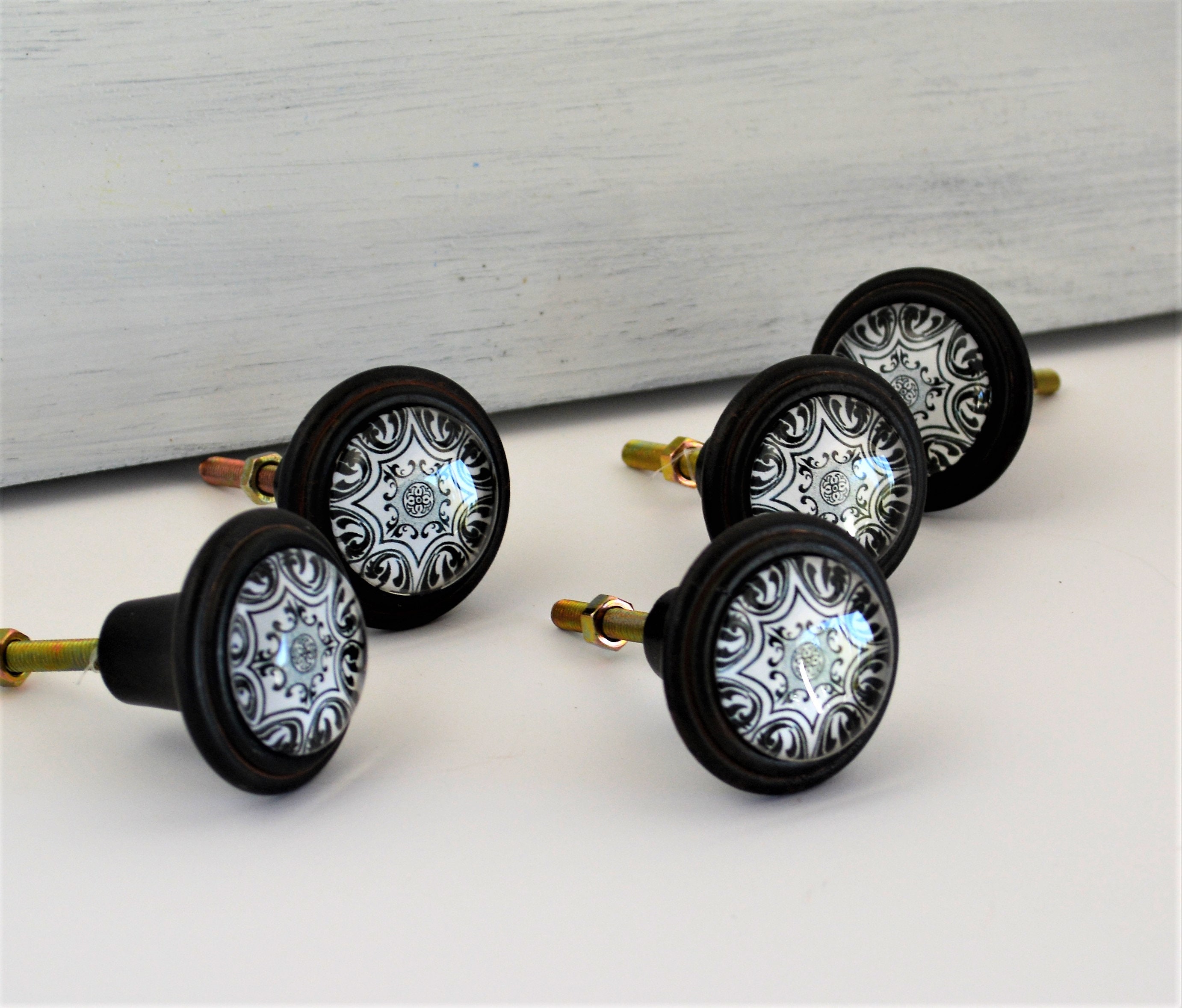Black and White Knob Furniture Drawer Pull Desk Etsy