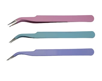 Fine Point Curved Tip Metal Tweezers