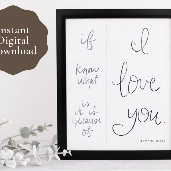 If I know what love is Hermann Hesse Quote - digital download printable PNG 8x10