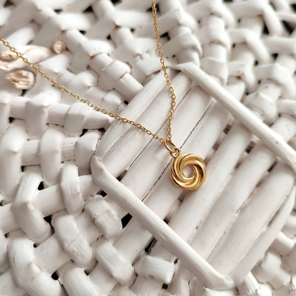 925 Silver Knot Necklace Gilded With Fine Gold Classic Etsy UK