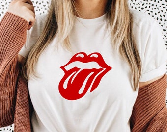 The Rolling Stones Tongue Plastered Logo Lips Lick Official Black Womens T-shirt The Rolling Stones Tongue Plastered Logo Lips Lick Official Black Womens T-shirt