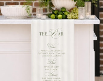 Bar Menu Digital Download Green Cursive Wedding Party Cocktail Drink Canva