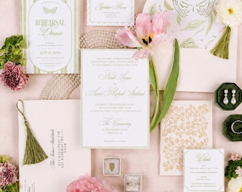 Wedding Invitation Suite Template Garden Inspired Classic Download Editable Canva