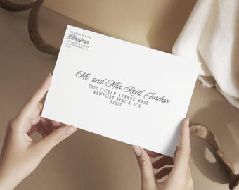 Minimalist Wedding Envelope Addressing Template (Canva), Editable Printable