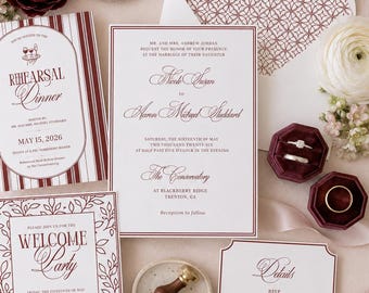 Downloadable Canva File Wedding Full Invitation Suite Included with Envelope Liner