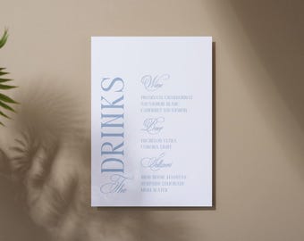 Printable Wedding Bar Sign Template, Dusty Blue Reception Decor (Digital Download)