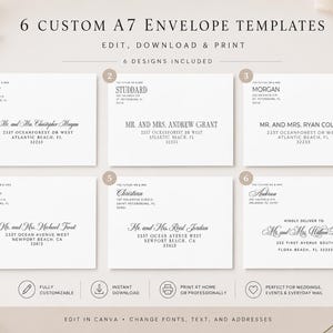 Editable A7 Envelope Templates Bundle | Wedding Address Canva (6 Designs)