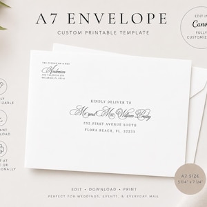 Wedding Envelope Address Template, Minimalist Printable Wedding Envelope Template, Editable Wedding Envelopes, Elegant Script Calligraphy A7