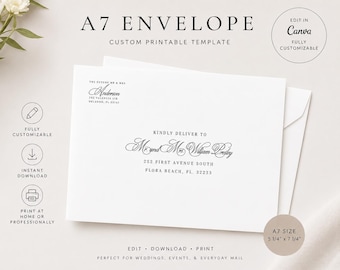 Wedding Envelope Address Template, Minimalist Printable A7 (Digital Download)