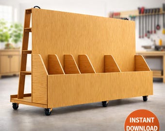 Holz Aufbewahrungswagen Pläne PDF | Woodshop Organizer, Mobile Sperrholzregal, Rollende Werkstatt