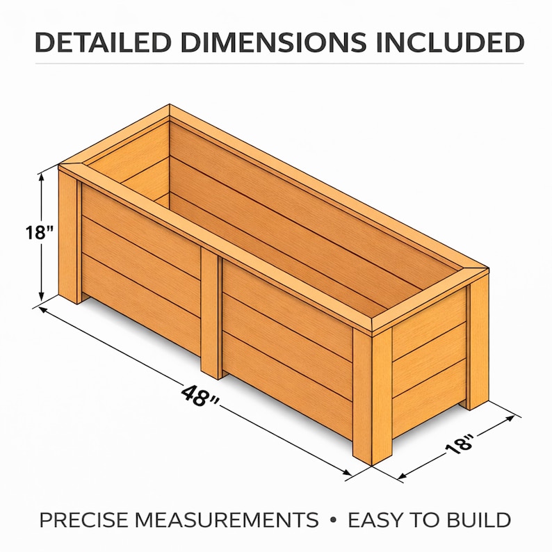 Planter Box Plans Cedar DIY Raised Garden Bed 18x18x48 Outdoor Wood ...