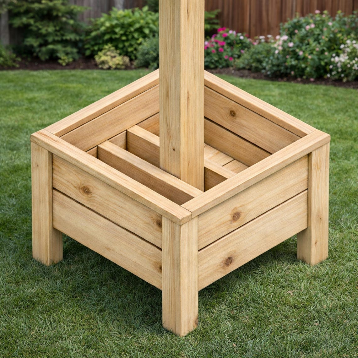 Cedar Planter Box With String Light Post | Outdoor Patio Lighting Stand ...
