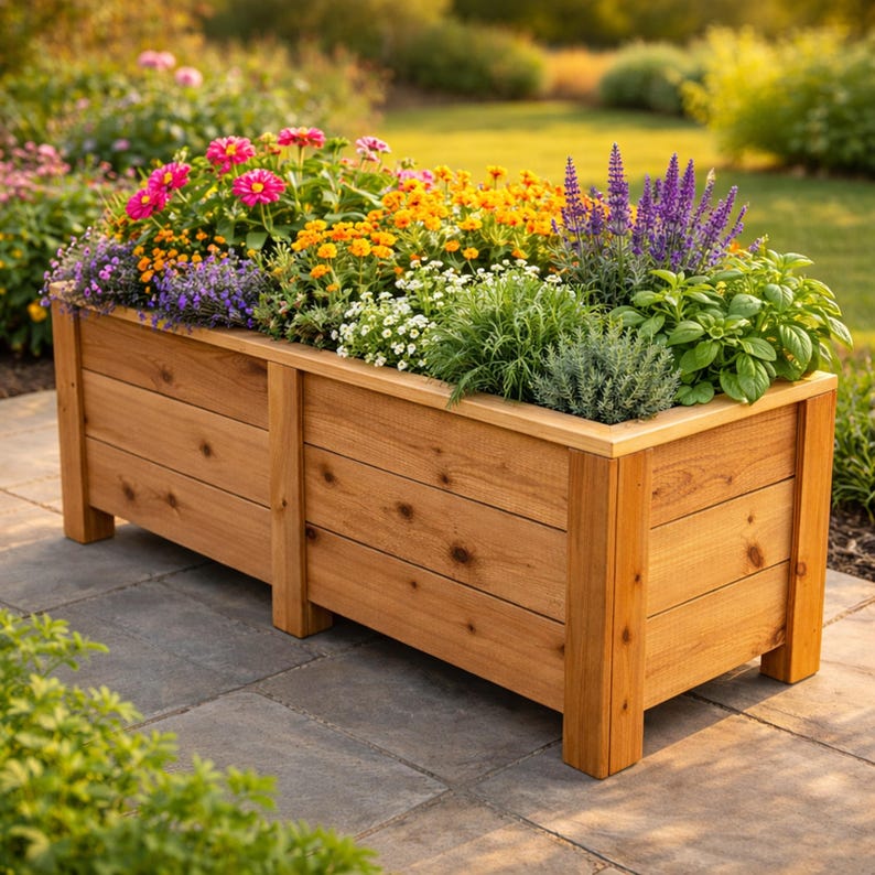 Planter Box Plans Cedar DIY Raised Garden Bed 18x18x48 Outdoor Wood ...