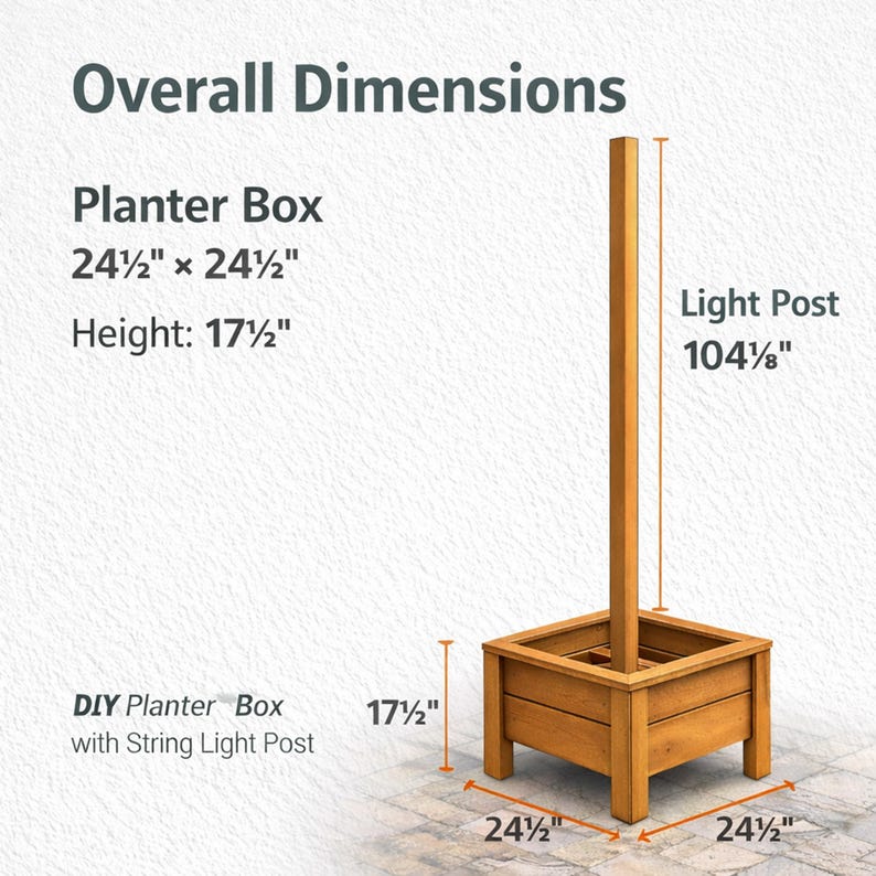 Cedar Planter Box With String Light Post | Outdoor Patio Lighting Stand ...