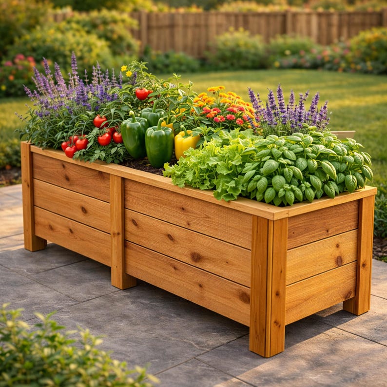 Planter Box Plans Cedar DIY Raised Garden Bed 18x18x48 Outdoor Wood ...