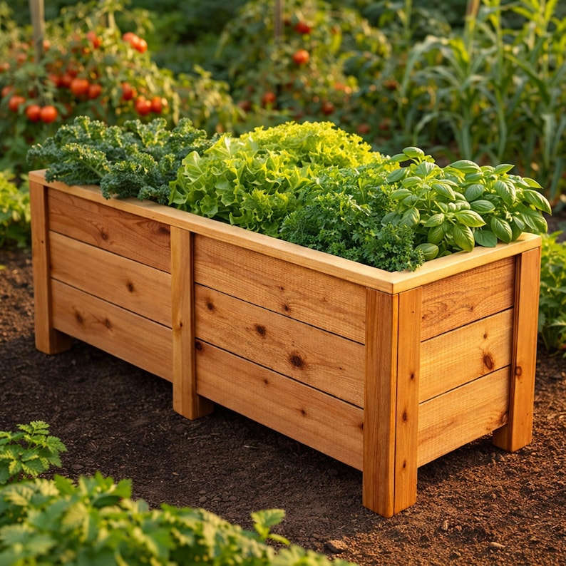 Planter Box Plans Cedar DIY Raised Garden Bed 18x18x48 Outdoor Wood ...