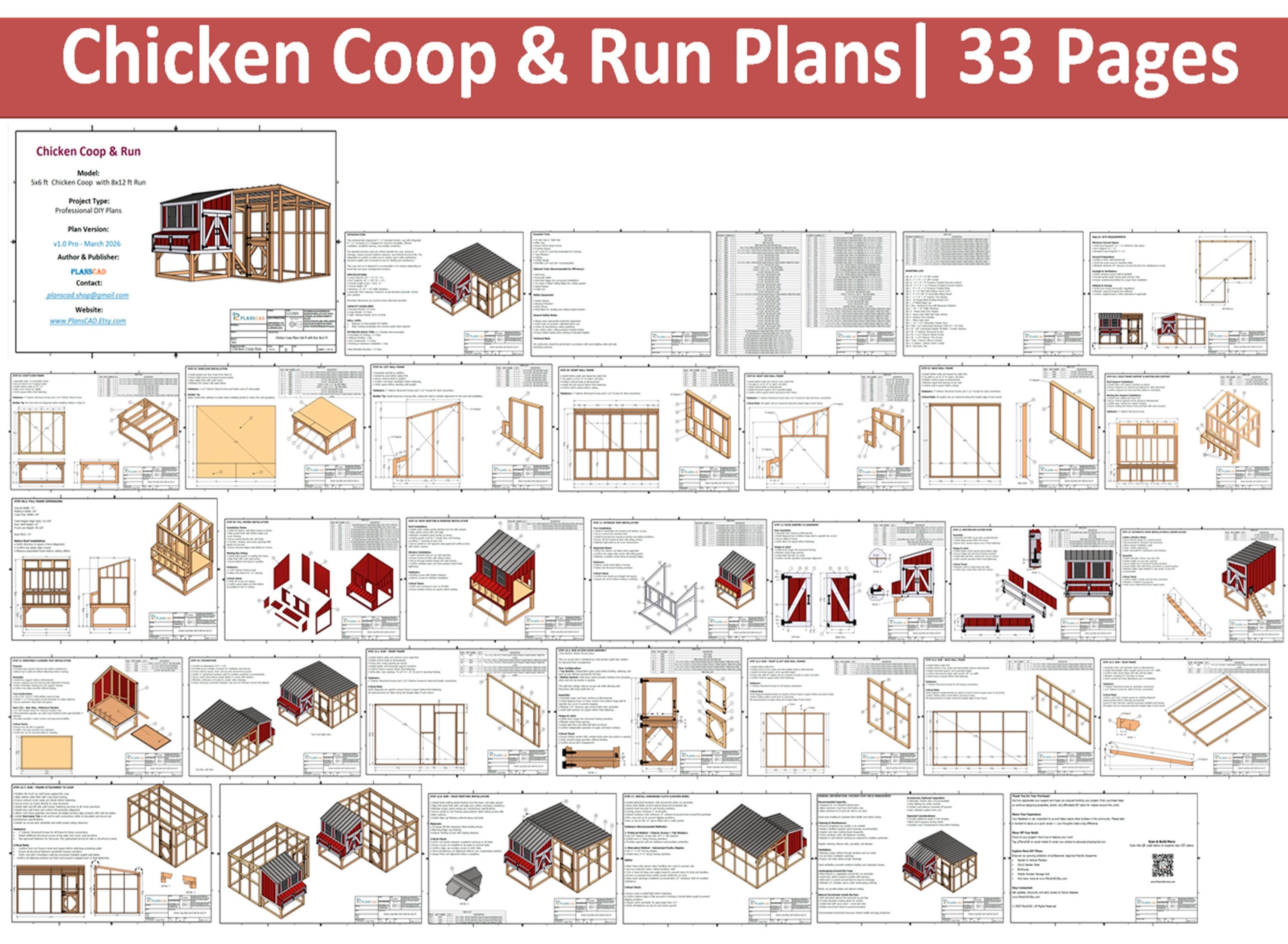 Chicken Coop & Run Plans DIY Walk in Large Modern Coop-run Design ...