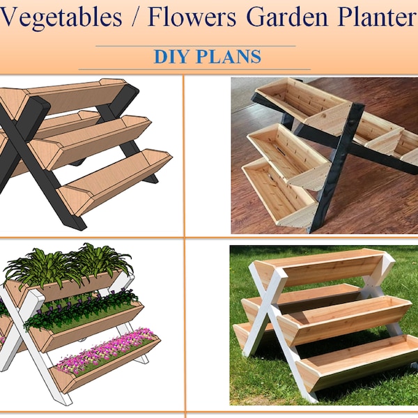 3 Tier Vertical Raised Garden Bed Planter 5 Box Vegetable & Flower Grow, DIY Plans