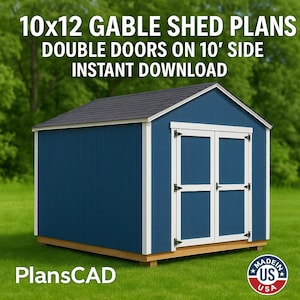 10x12 Shed Plans PDF – DIY Gable Roof Wood-Framed Outdoor Storage Backyard Garden Workshop Blueprint