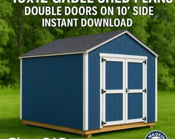 Planos en PDF para cobertizo de 10x12 pies: plano para taller de jardín o trastero con estructura de madera y techo a dos aguas.