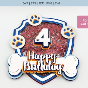 Hond taarttopper SVG - puppy taarttopper gesneden bestand - Paw SVG - huisdier SVG - hond Svg - direct downloaden