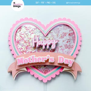 Muttertag Cake Topper SVG - Herz Shaker Cake Topper SVG - Cake Topper Vorlagendatei - Digital Download
