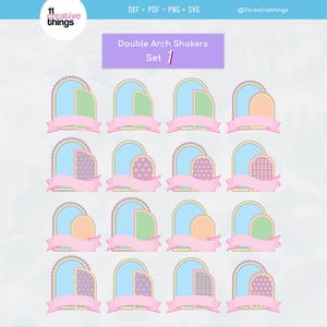 Double Arch Shaker taarttopper SVG - 16 Shaker Cate Topper-sjabloonbestanden - inclusief instructies - digitale download