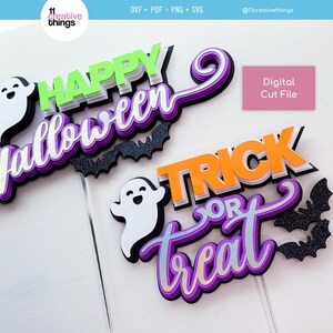 Happy Halloween und Süßes oder Saures Kuchen Topper SVG Vorlage (Digitaler Download) Bild 6