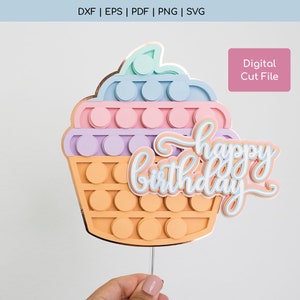 カップケーキポップ フィジェット ケーキ トッパー SVG - カップケーキポップ フィジェット SVG - ケーキ トッパー SVG - フィジェット SVG - デジタル ダウンロード