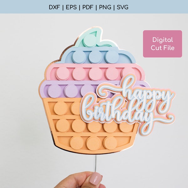 Cupcake Pop It Cake Topper SVG - Cupcake Pop It SVG - Cake Topper SVG - Fidget Svg - Digital Download