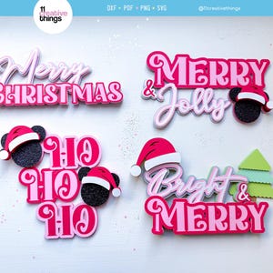 Christmas Cake Topper SVG Set: 8 Styles (Digital Download)