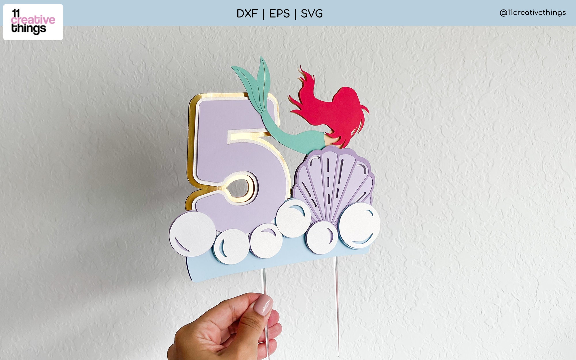 Mermaid Cake Topper SVG - Mermaid SVG - Cake Topper SVG - 5 Yo Cake ...