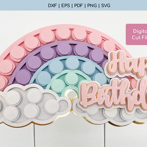 Rainbow Pop Fidget SVG - Fidget SVG - Pop Fidget Topper SVG - Topper per torta a strati Svg - Modello per topper per torta pop - Download digitale