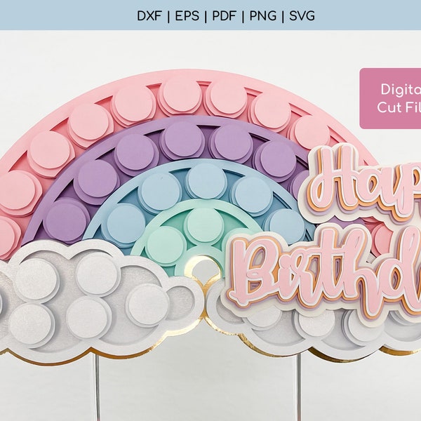 Rainbow Pop It SVG - Fidget SVG - Pop It Topper SVG - Layered Cake Topper Svg - Pop It Cake Topper Template - Digital Download