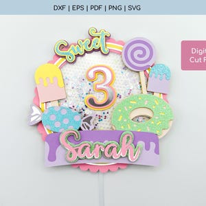 Topo de bolo Candy Shaker SVG - Topo de bolo doce SVG - Topo de bolo Candyland SVG - Inclui números em camadas de 0 a 9 - Download digital
