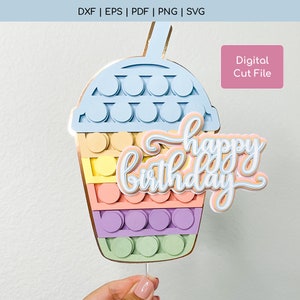 Milkshake Pop Fidget Cake Topper SVG - Cup Pop Fidget SVG - Drink Pop SVG - Fidget Toy Svg - Pop Party Svg - Digital Download