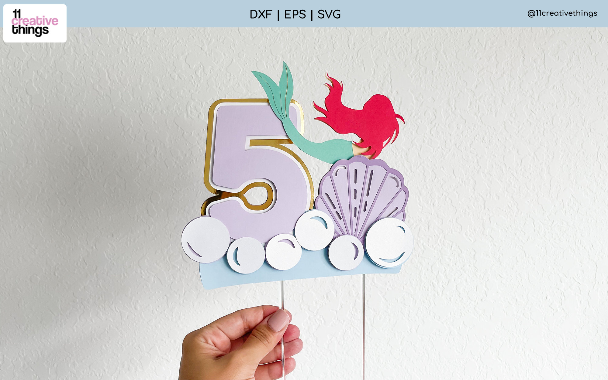 Mermaid Cake Topper SVG - Mermaid SVG - Cake Topper SVG - 5 Yo Cake ...