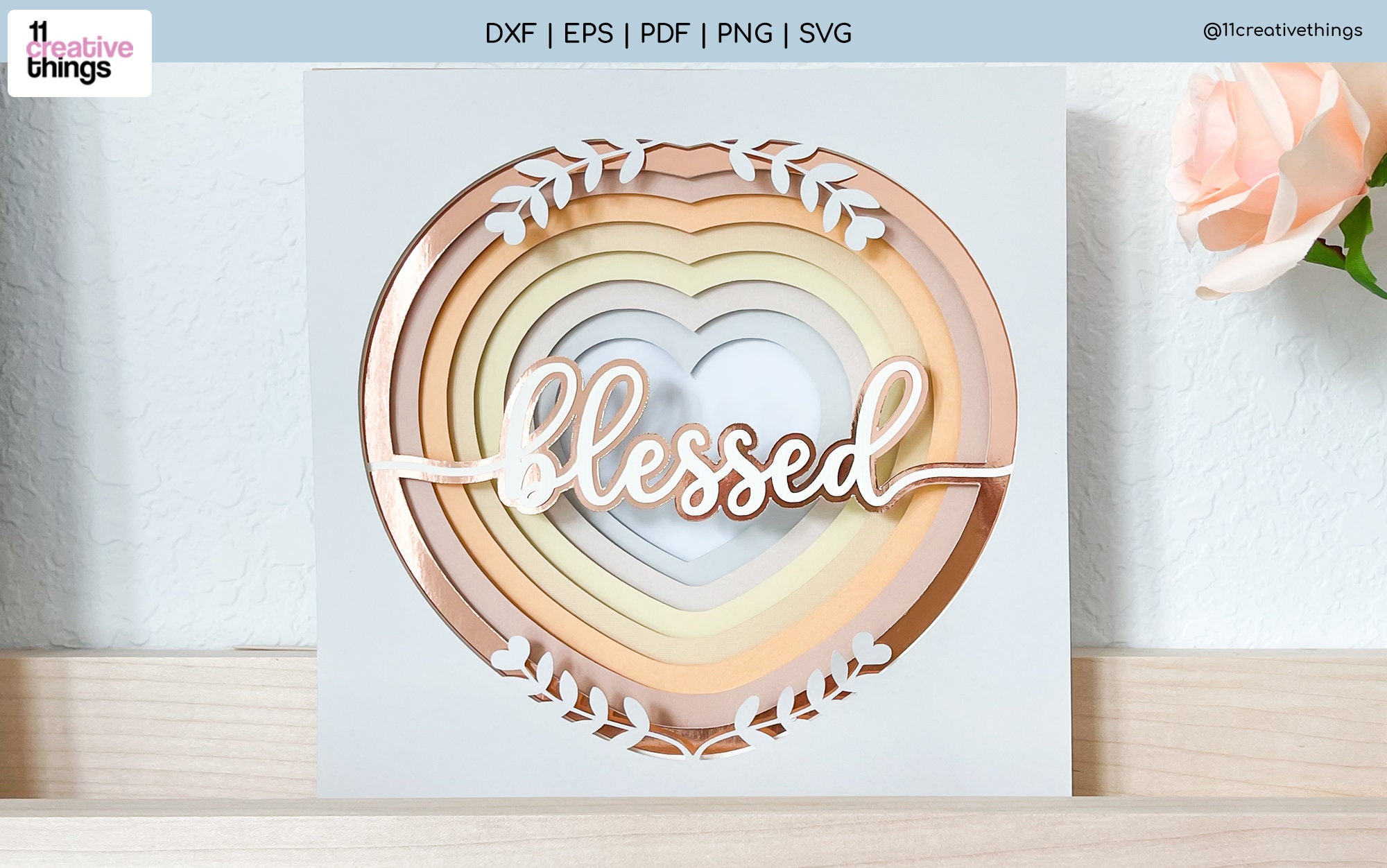 Layered Blessed Shadow Box SVG - 3D Shadow Box SVG - Blessed SVG ...