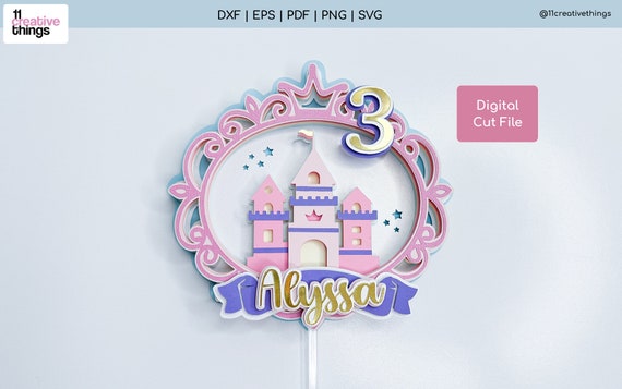 Princess Castle Cake Topper SVG Template: 0-9 Numbers Included (Digital Download - Instructions Included)