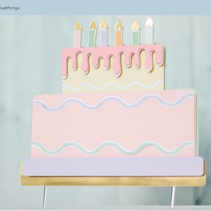 Layered Birthday Cake Topper SVG Cut File - Birthday Party Decoration SVG - No Name Included - Digital Files Only, Not a Physical Product