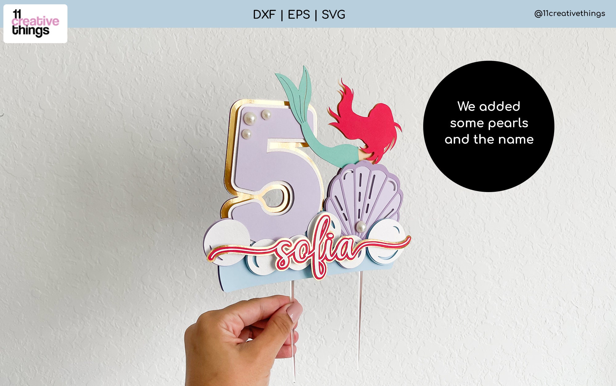 Mermaid Cake Topper SVG Mermaid SVG Cake Topper SVG 5 Yo | Etsy