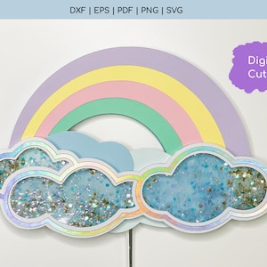 Rainbow Shaker SVG - Cloud Shaker SVG - Cake Topper SVG - Rainbow Svg - Nube Svg - Shaker Cake Topper Svg - Descarga instantánea