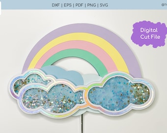 Rainbow Shaker Cake Topper Template (Digital Download with instructions)