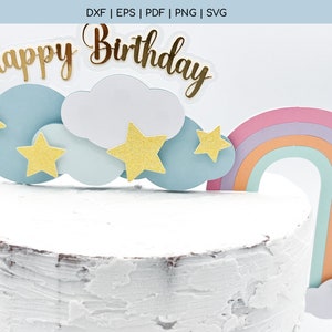 レインボー ケーキ トッパー SVG - Sid レインボー ケーキ トッパー カット ファイル - クラウド SVG - レインボー SVG - Oh Baby ケーキ トッパー SVG - 即時ダウンロード