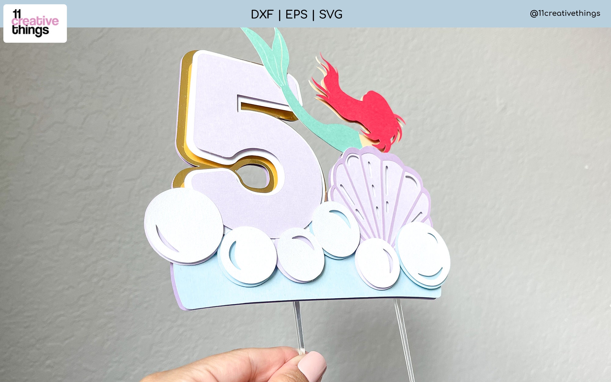 Mermaid Cake Topper SVG - Mermaid SVG - Cake Topper SVG - 5 Yo Cake ...